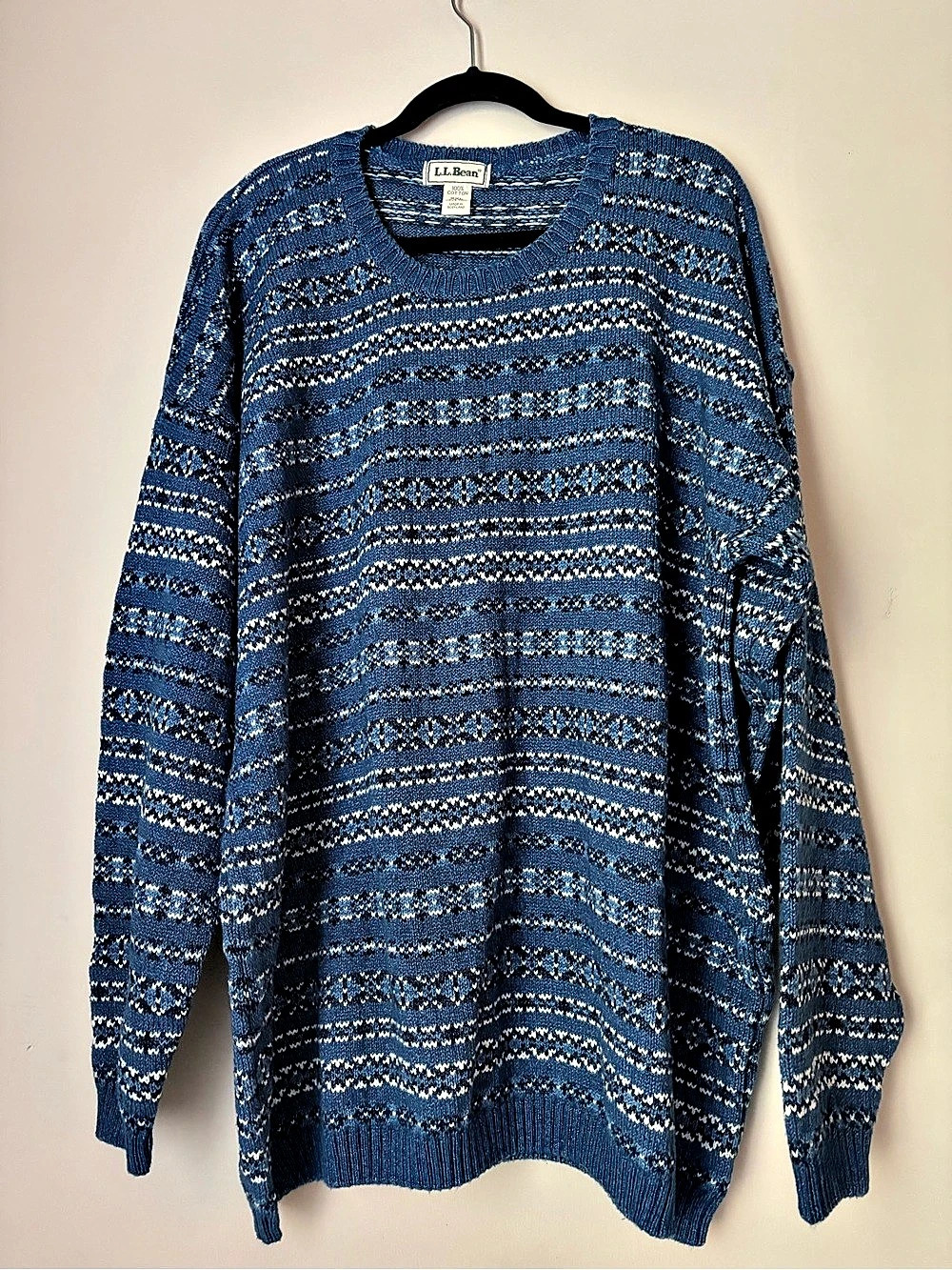 L.L.Bean Men's Cotton Geometric Sweater XXL Fall/Winter Fashion, Casual SKU#0141
